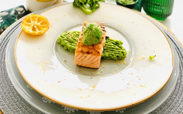 broccoli, zalm, pesto, edelgist