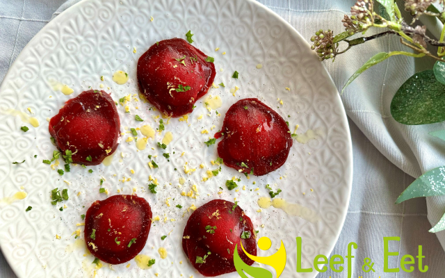 Ravioli van rode biet met geitenkaas